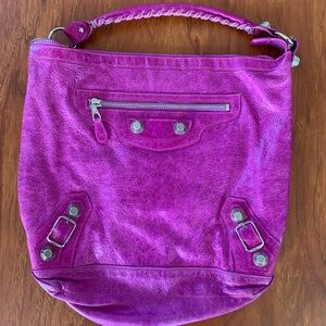 Rare Balenciaga silver hardware hobo bag